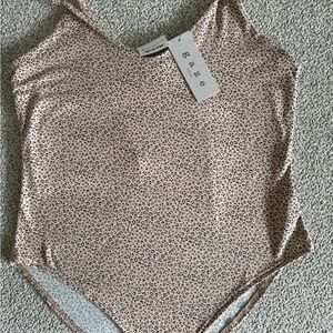Marshalls Beige Leopard Print Scoop Neck Bodysuit